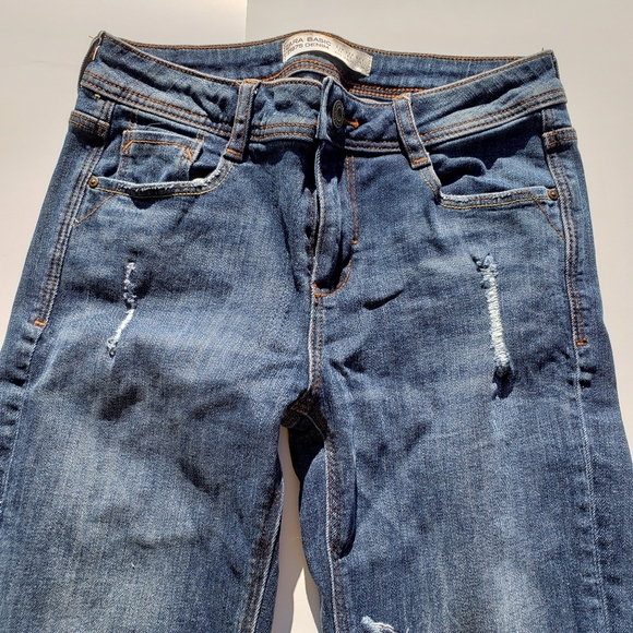 Zara Basic Z1975 fray hem jeans size 2 - Picture 2 of 9